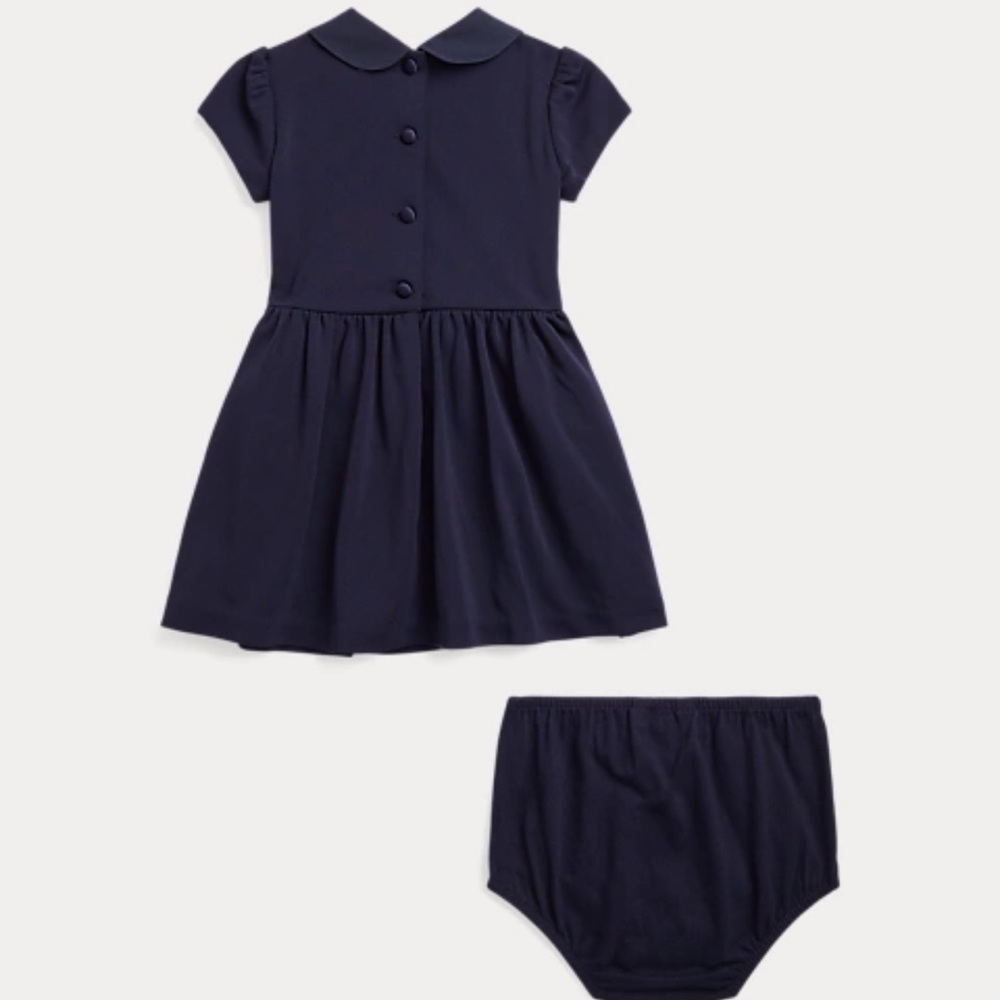 RALPH LAUREN COLLARED CREPE DRESS BLOOMER